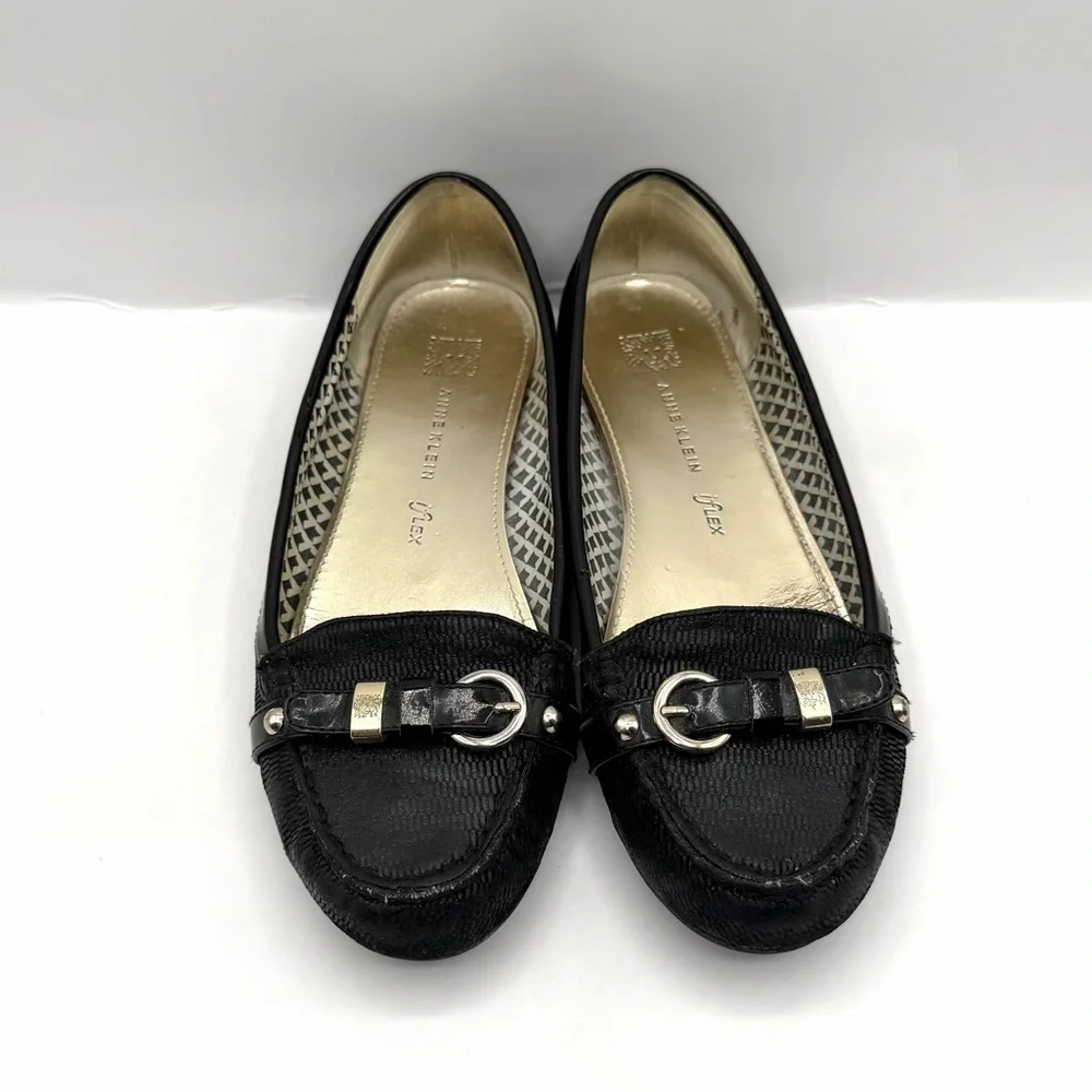 ANNE KLEIN iFlex Loafers Flats Black 6.5M AKSAVIHA Buckle Casual Work - Picture 4 of 8
